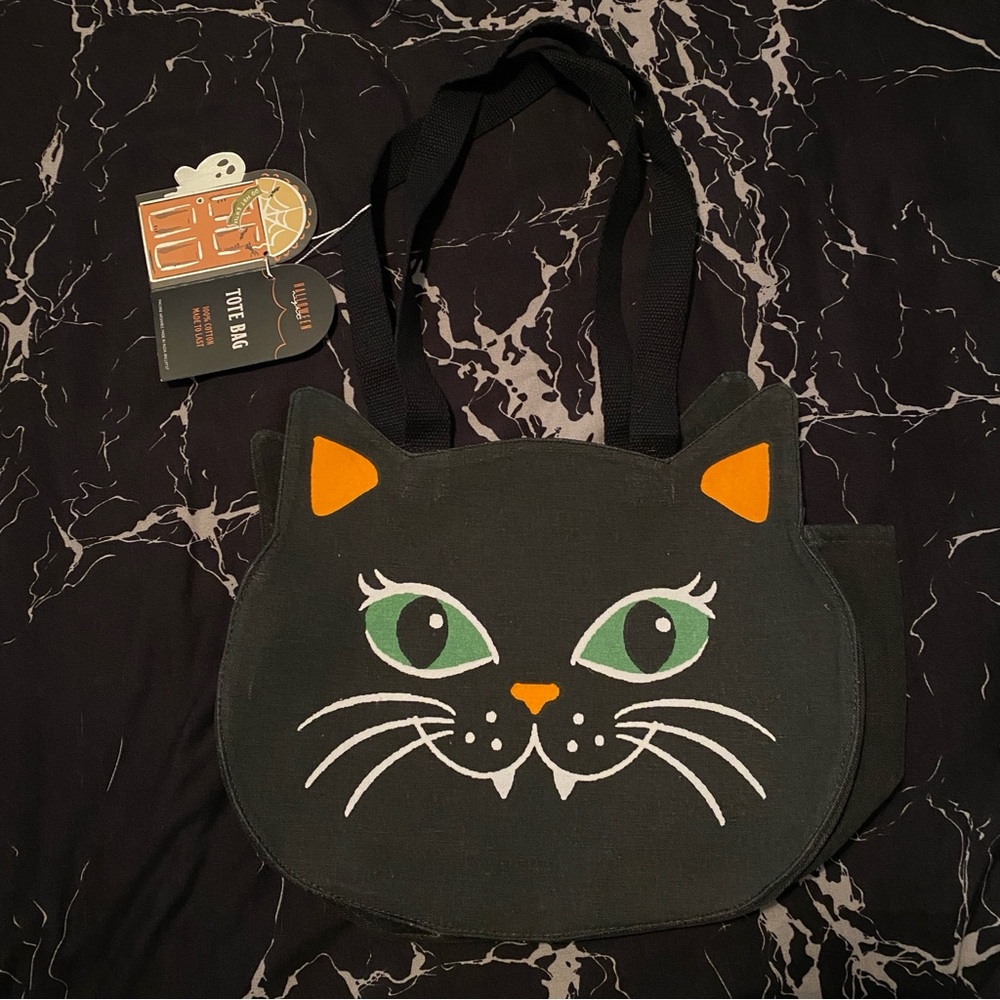 🐈‍⬛ Retro Black Cat Shaped Canvas Shopping Tote Bag